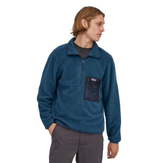 Polaire col zippé en recyclé | Bicolore "microdini tidepool blue"