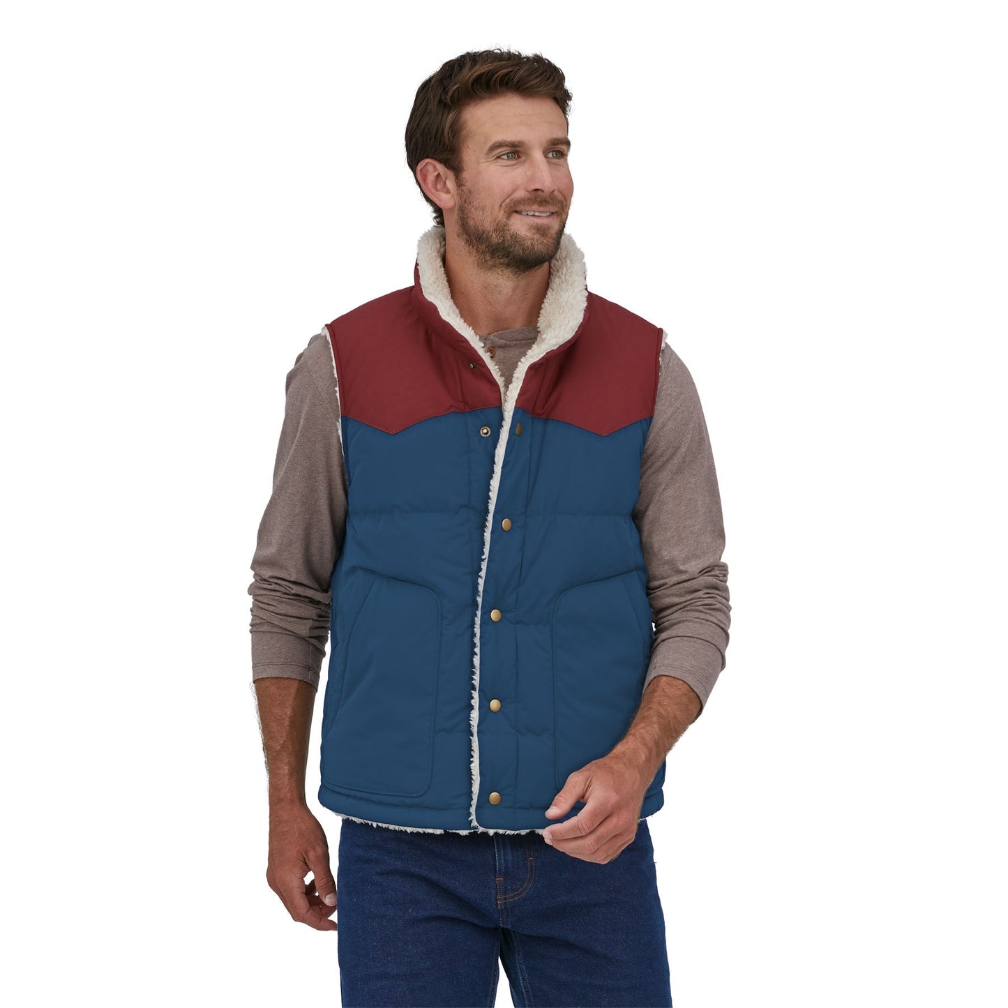 Veste réversible sans manches en recyclé | bicolore "reversible bivy down vest tidepool blue"