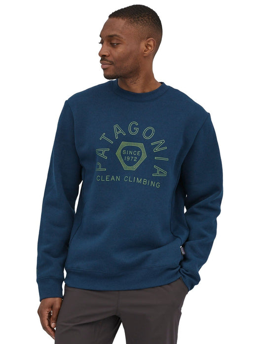 Sweat marine en matières recyclées - clean climb hex sweatshirt tidepool blue