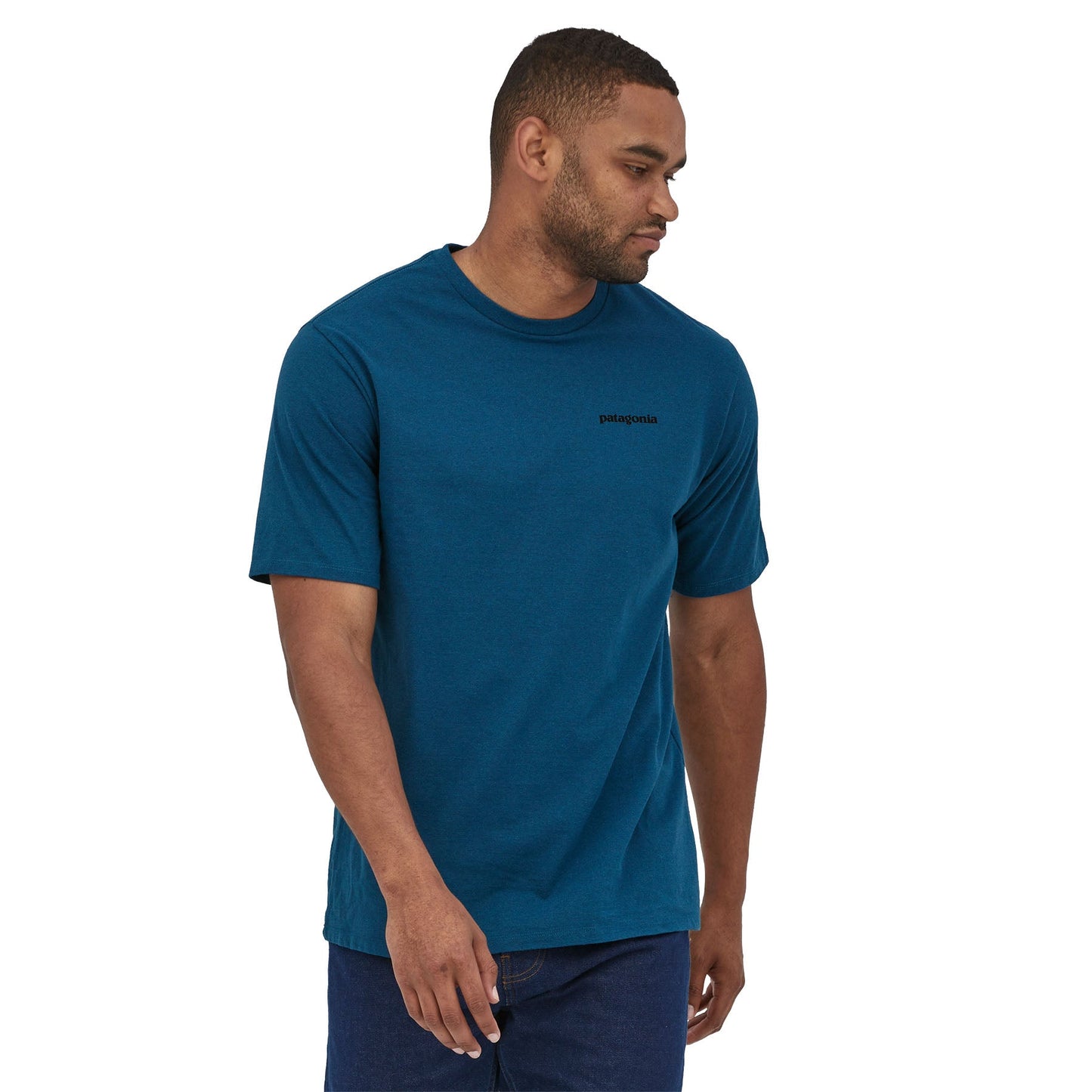 T-shirt à motif en recyclé | Bleu "P-6 logo responsibili-tee wavy blue"