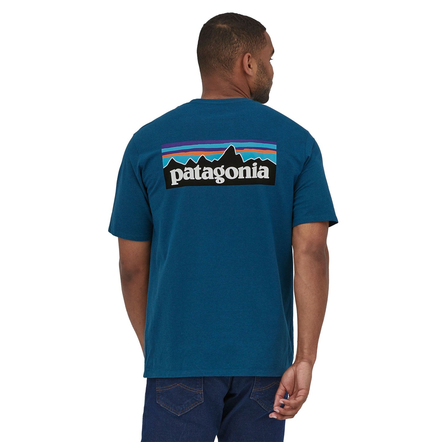T-shirt à motif en recyclé | Bleu "P-6 logo responsibili-tee wavy blue"