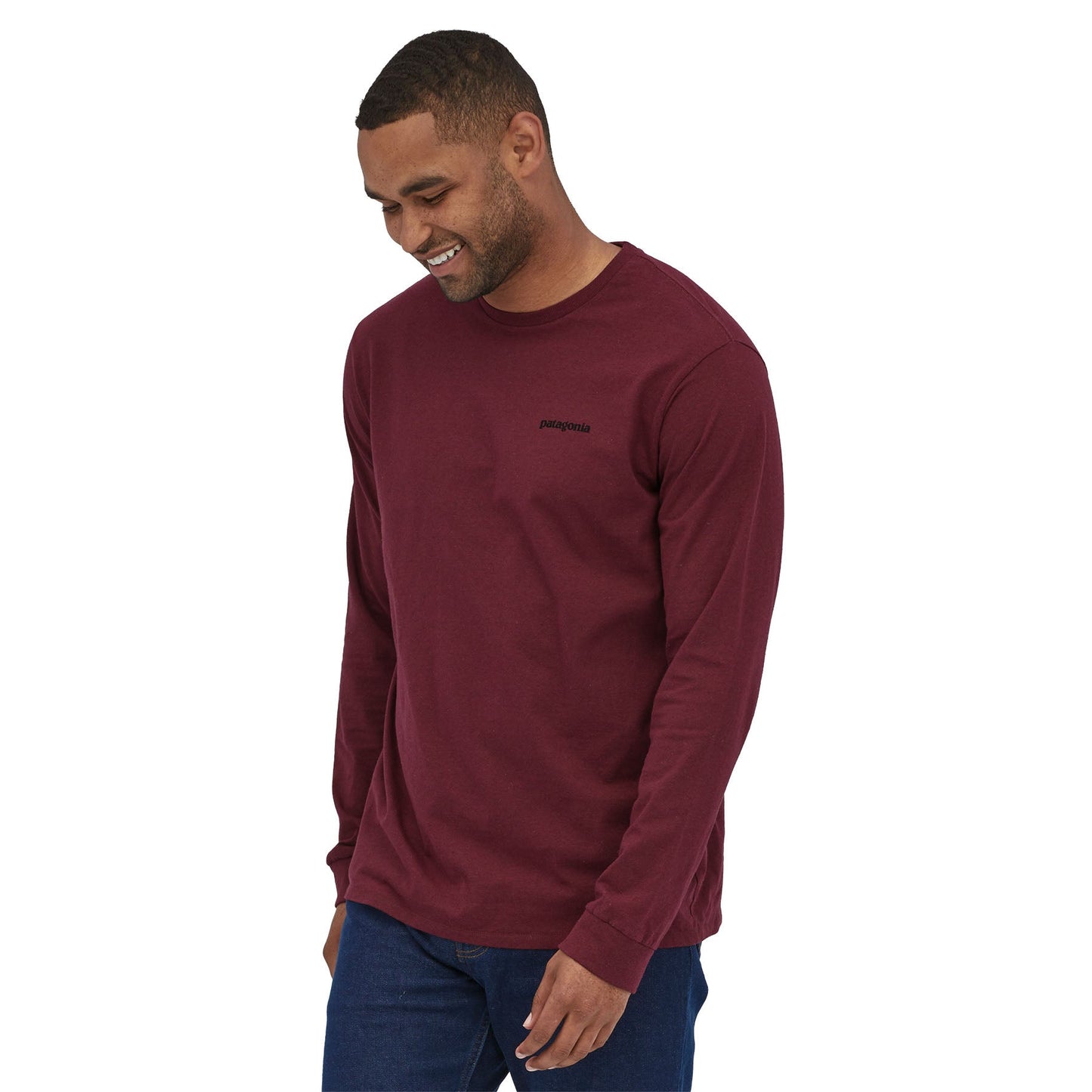 T-shirt manches longues bordeaux en matières recyclées - responsibili-tee sequoia red