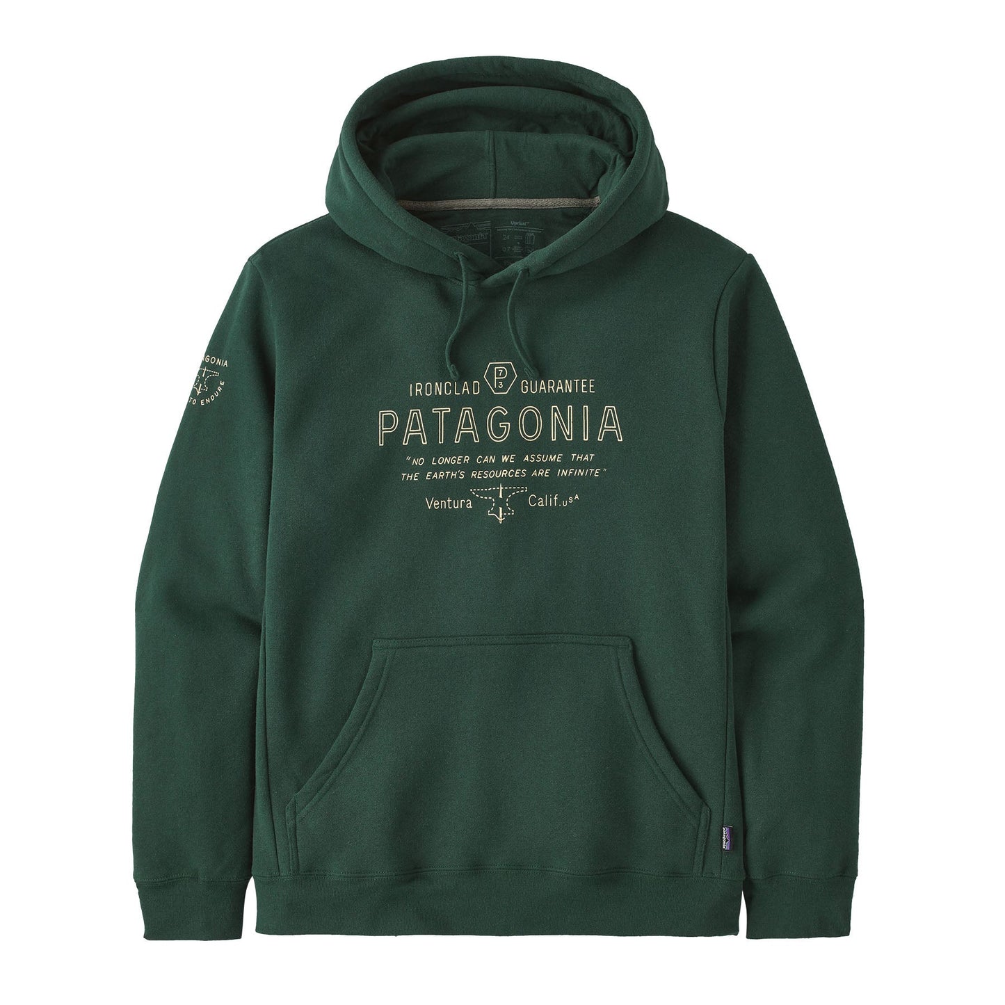 Sweat à capuche vert forêt en matières recyclée - forge mark hoody pinyon green