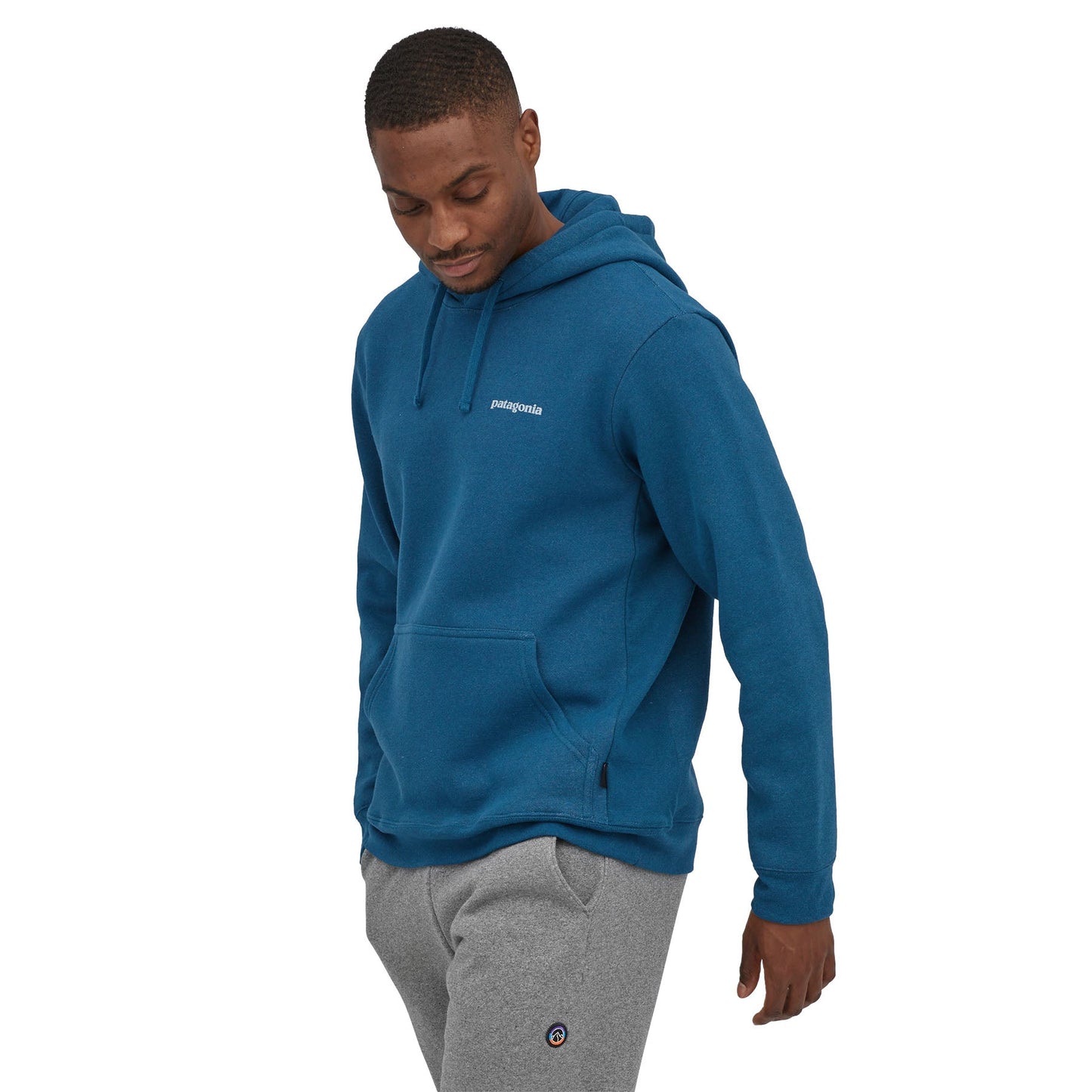 Sweat à capuche en matières recyclées | Bleu "fitz roy icon hoody wavy blue"