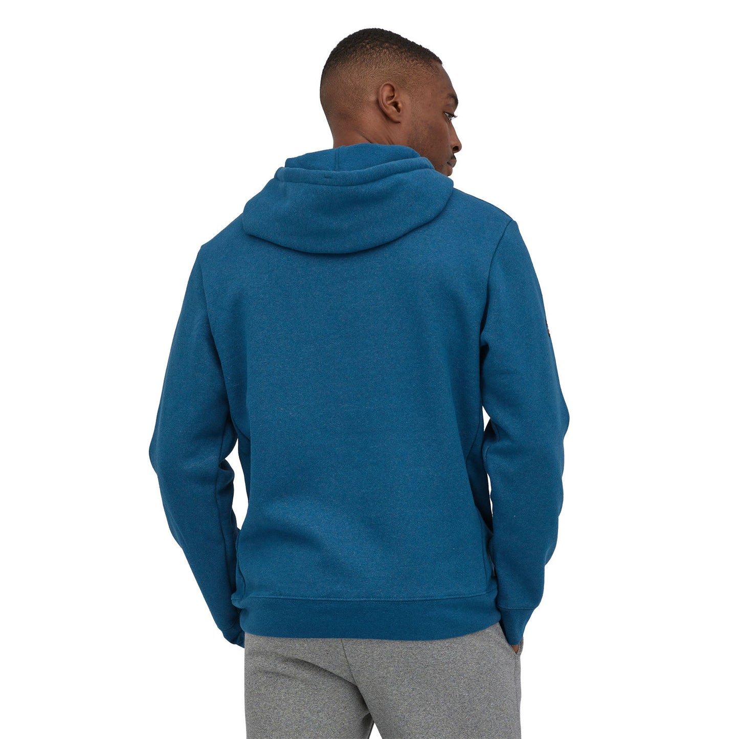 Sweat à capuche en matières recyclées | Bleu "fitz roy icon hoody wavy blue"