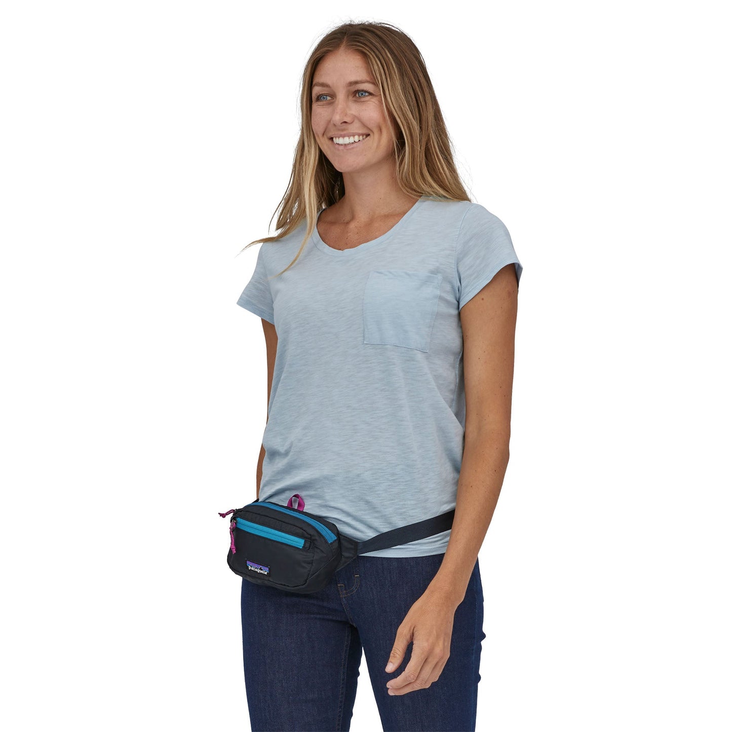 Banane multicolore en recyclé | "ultralight mini hip pitch blue"