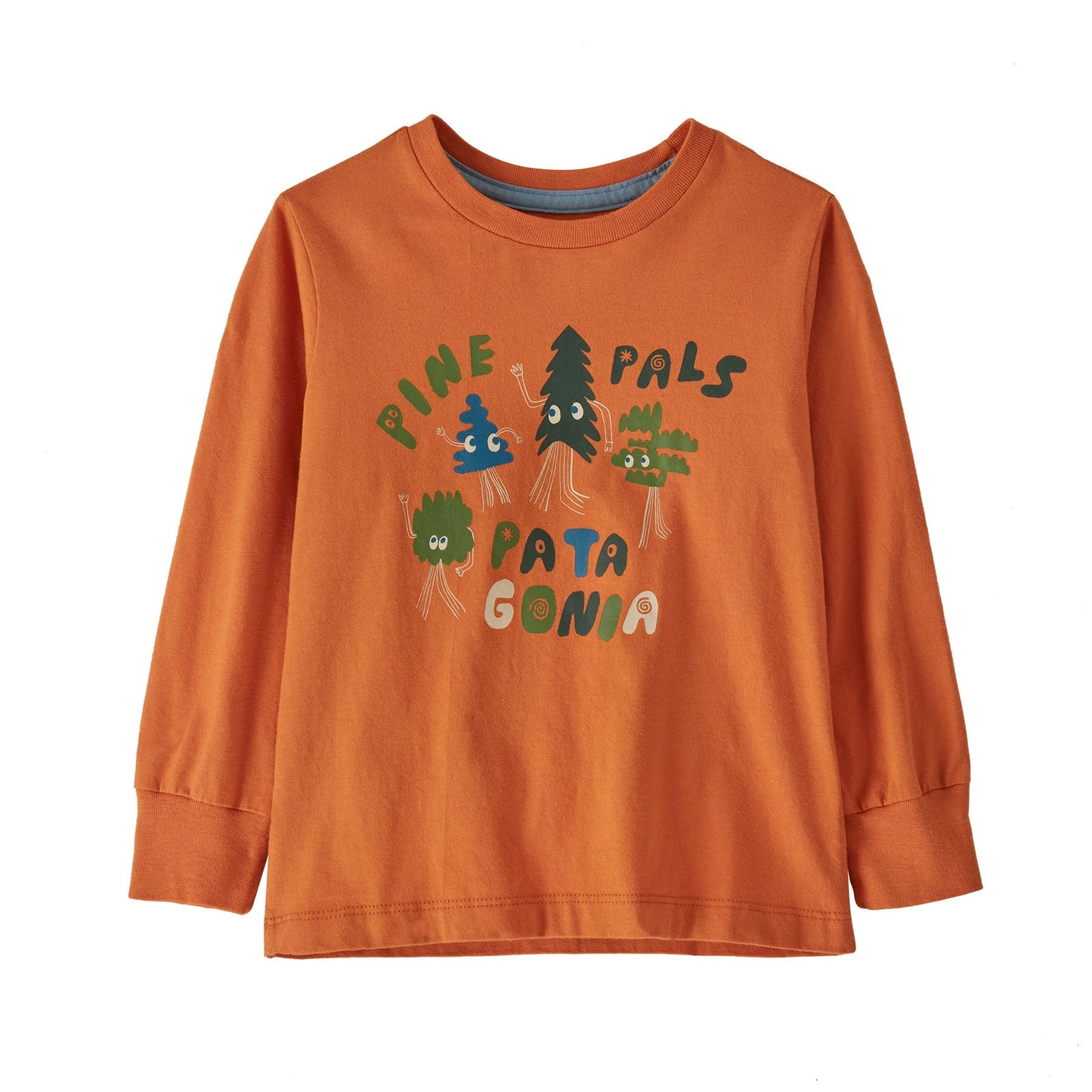 T-shirt manches longues orange en coton bio - graphic pine pals harmony orange