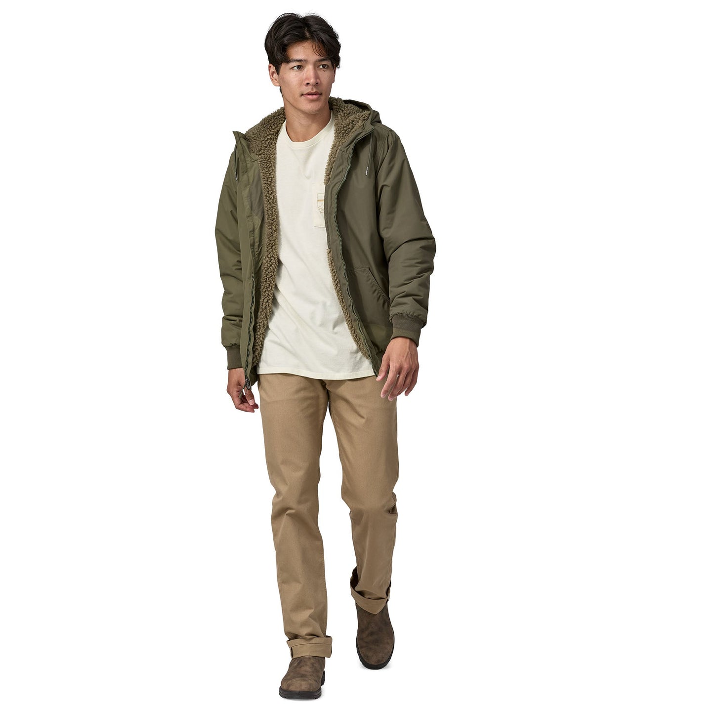 Manteau doublé polaire en recyclé | Vert "lined isthmus hoody basin green"