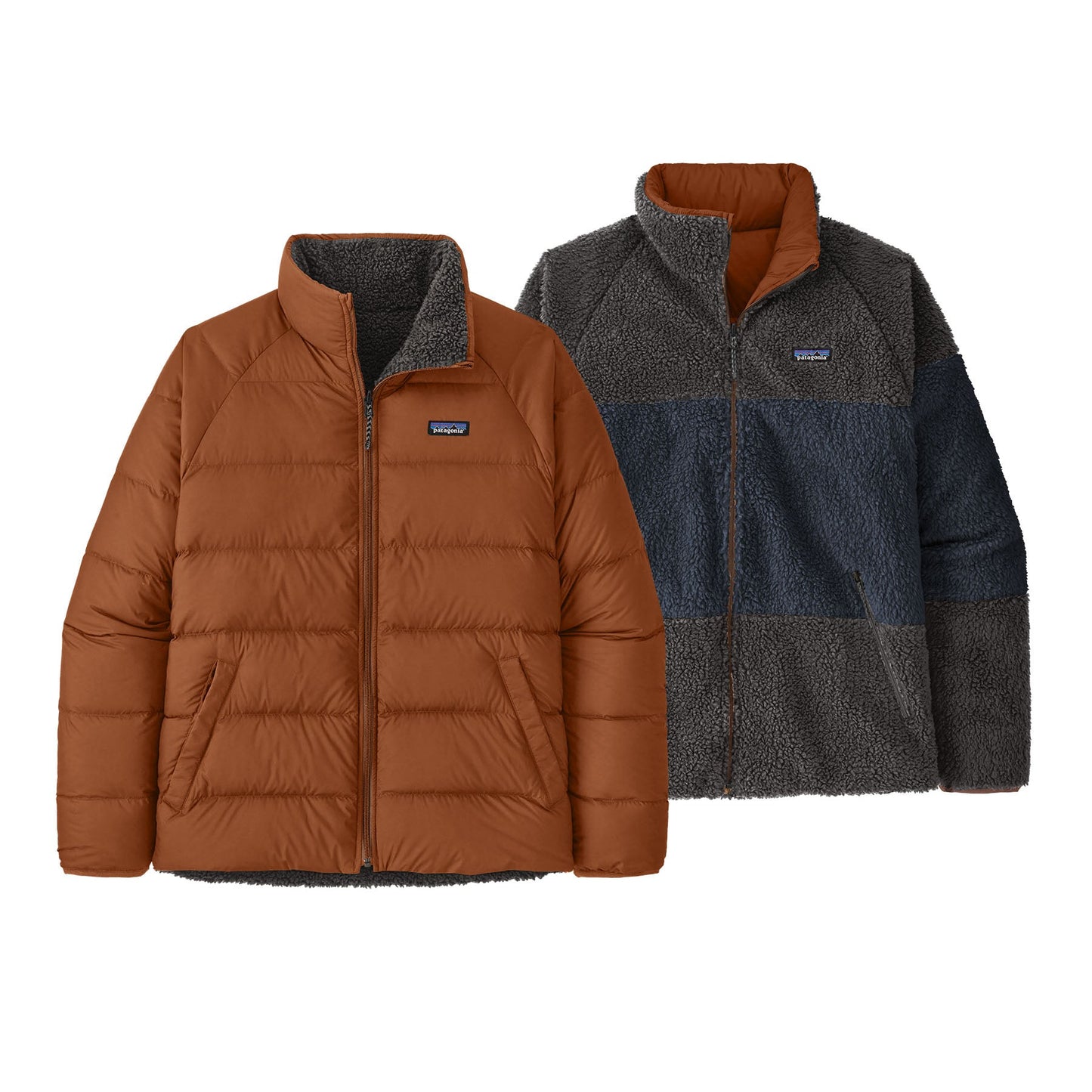 Doudoune réversible polaire en recyclé | multicolore  "reversible silent down jkt - sisu brown"