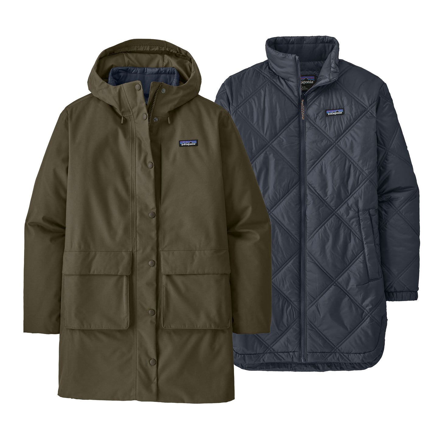 Parka reversible 3 en 1 imperméable en recyclé | Bicolore "pine bank 3-in-1 parka basin green"