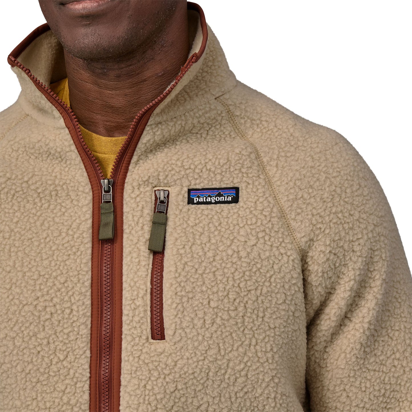 Veste polaire zippée en matière recyclée | beige "retro pile jkt el cap khaki w/sisu brown"