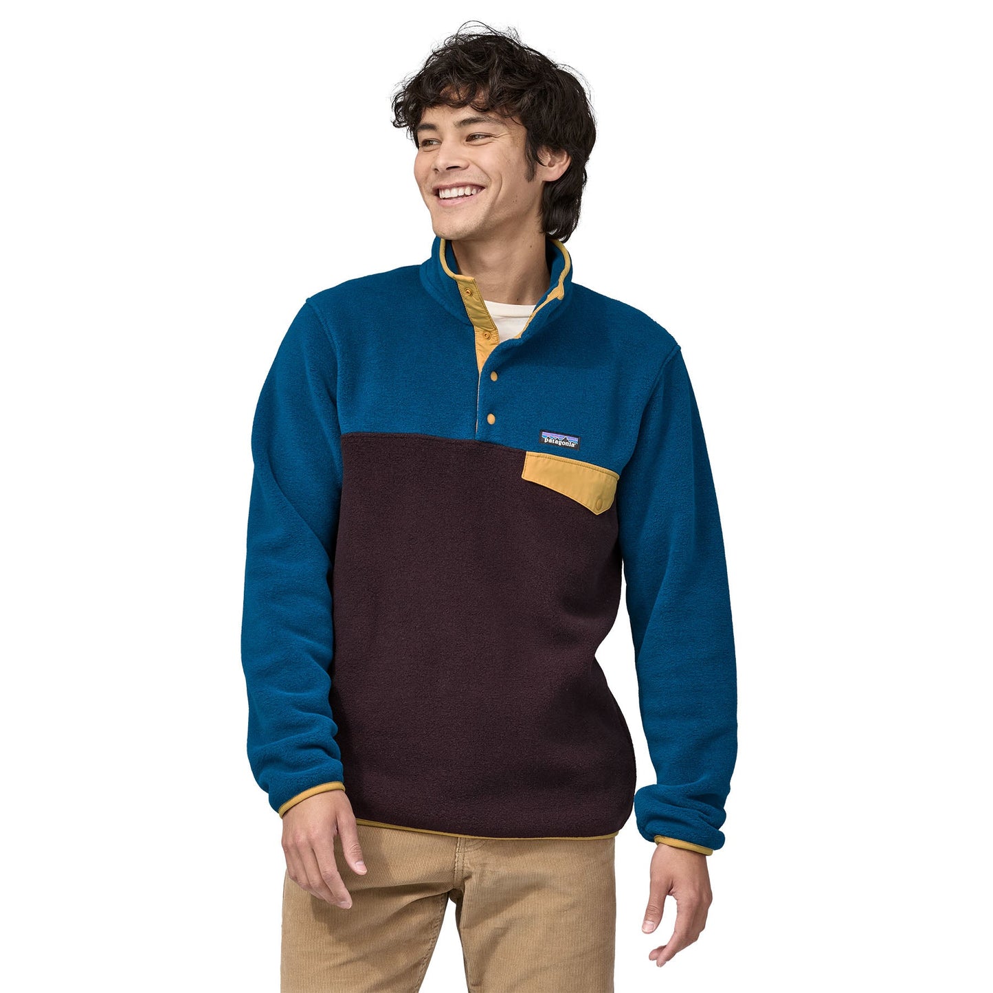 Polaire col boutonné en recyclé | Multicolore "synch snap-t p/o obsidian plum"