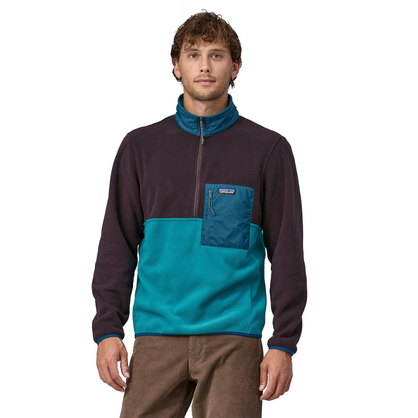 Polaire col zippé en recyclé | Tricolore "microdini 1/2 zip p/o belay blue"