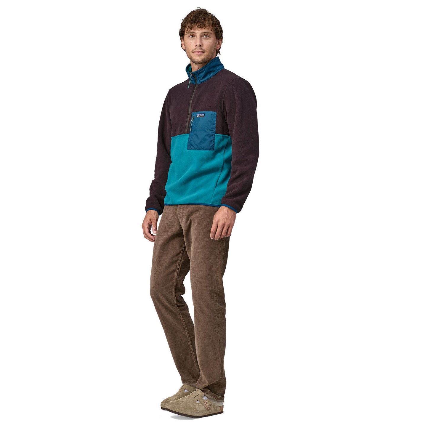 Polaire col zippé en recyclé | Tricolore "microdini 1/2 zip p/o belay blue"