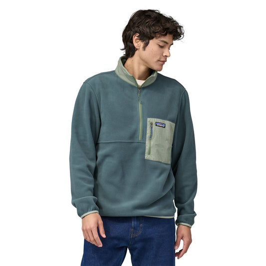 Polaire col zippé en recyclé | Bicolore "microdini 1/2 zip p/o nouveau green"