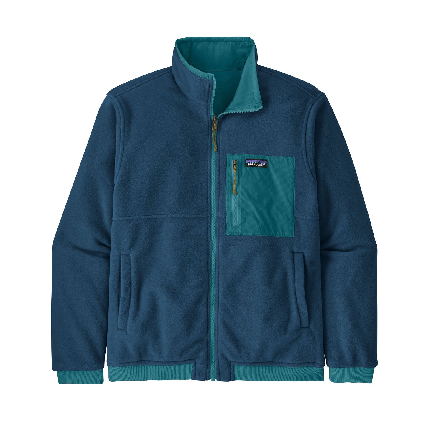 Veste coupe-vent réversible en recyclé | Bicolore "reversible shelled microdini jkt belay blue"