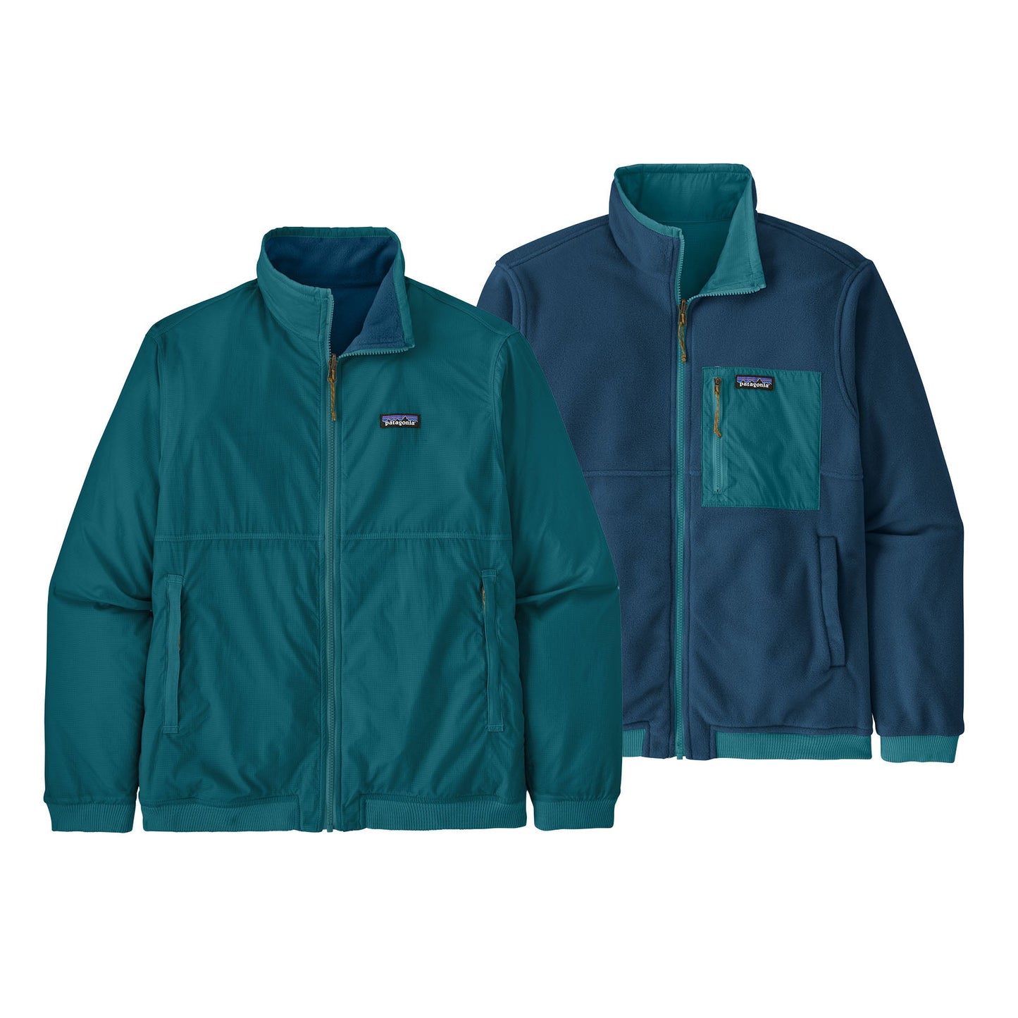 Veste coupe-vent réversible en recyclé | Bicolore "reversible shelled microdini jkt belay blue"