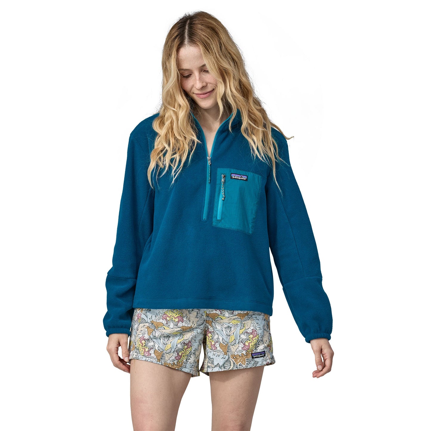 Polaire col zippé en matière recyclée | Bleu "microdini 1/2 zip lagom blue"
