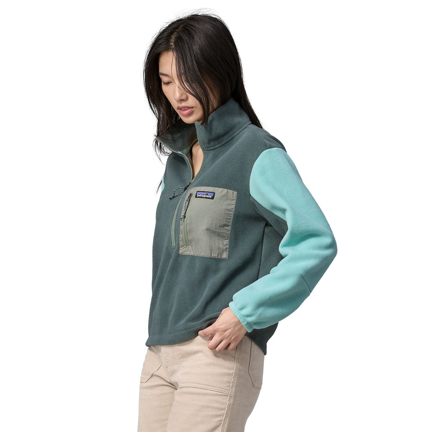Polaire col zippé en matière recyclée | Vert "microdini 1/2 zip nouveau green"