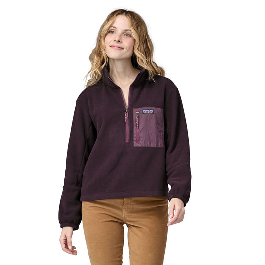 Polaire col zippé en matière recyclée | Prune "microdini 1/2 zip obsidian plum"