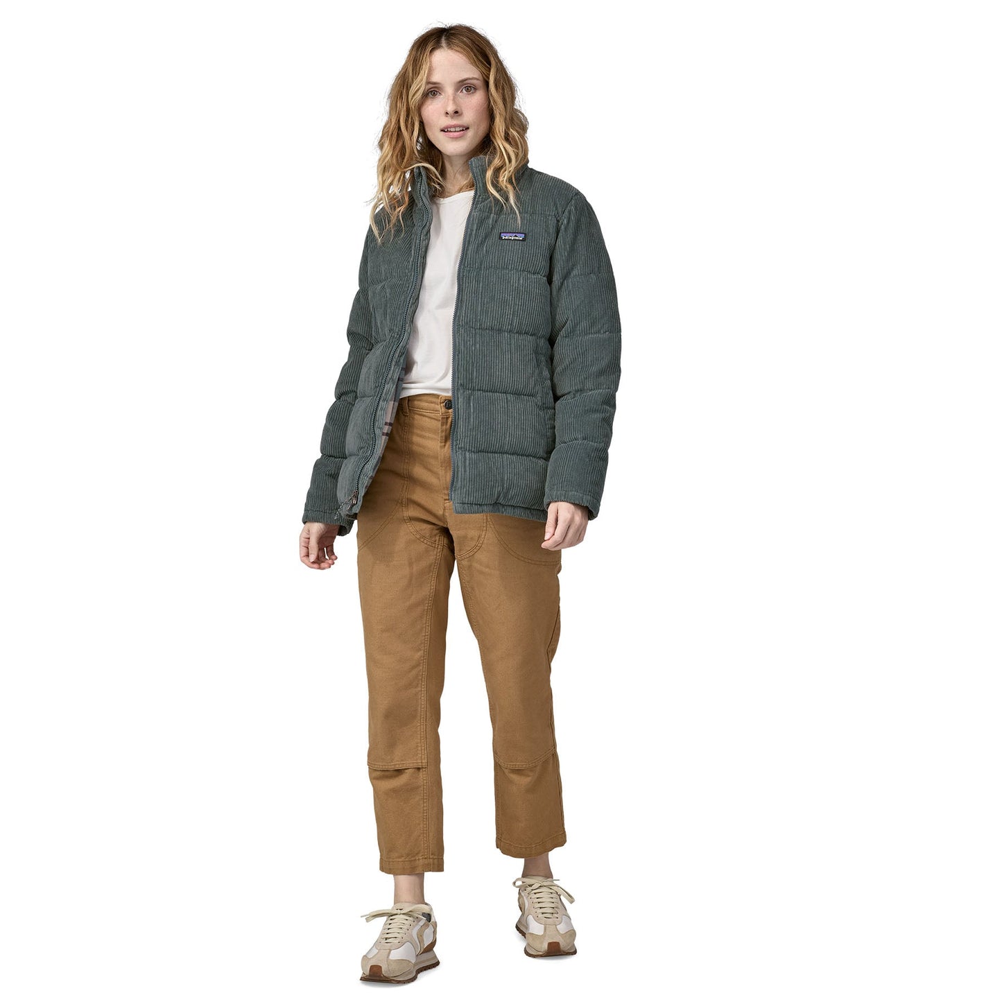 Doudoune velours en recyclé | vert "cord fjord coat nouveau green"