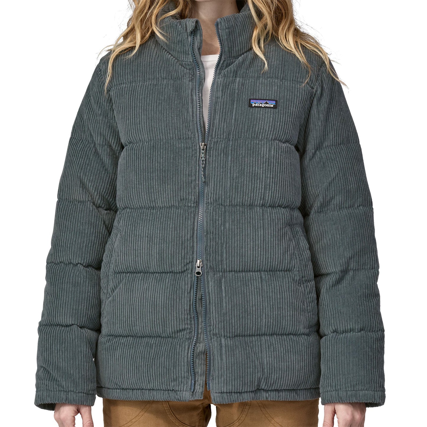 Doudoune velours en recyclé | vert "cord fjord coat nouveau green"