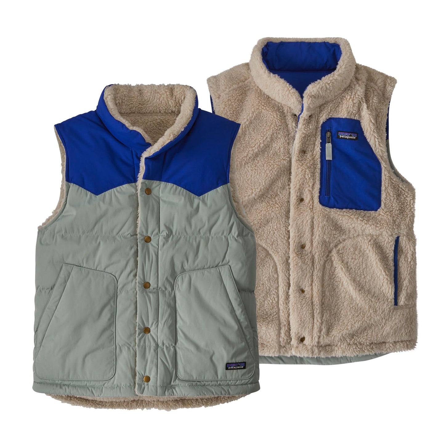 Veste réversible sans manches en recyclé | Bicolore "reversible bivy down vest sleet green"