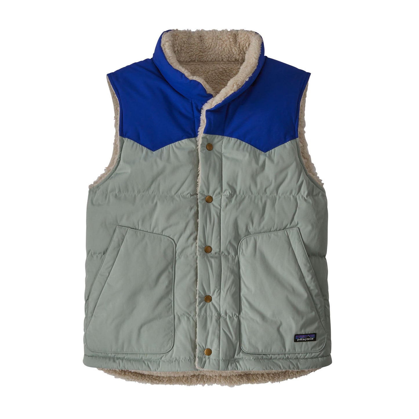 Veste réversible sans manches en recyclé | Bicolore "reversible bivy down vest sleet green"