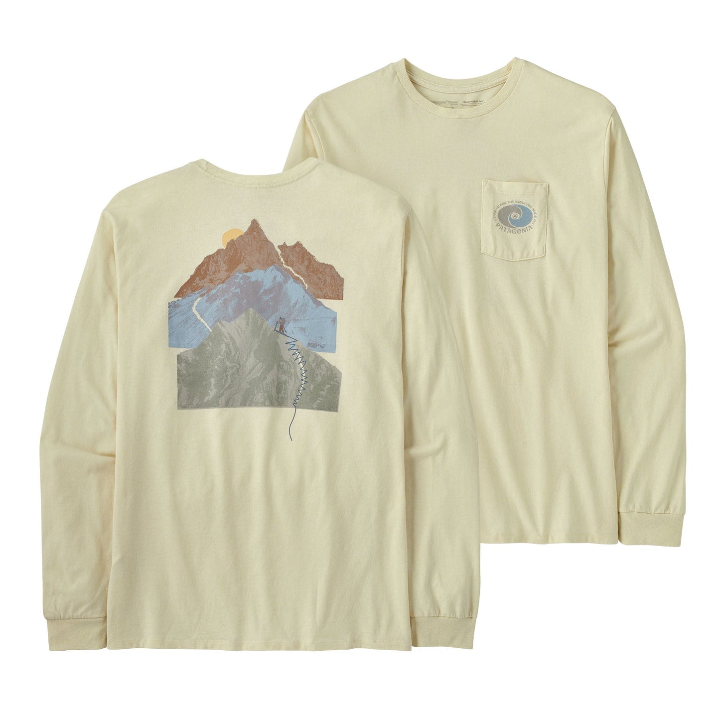 T-shirt manches longues en recyclés | Beige "snowstitcher responsibili-tee birch white"