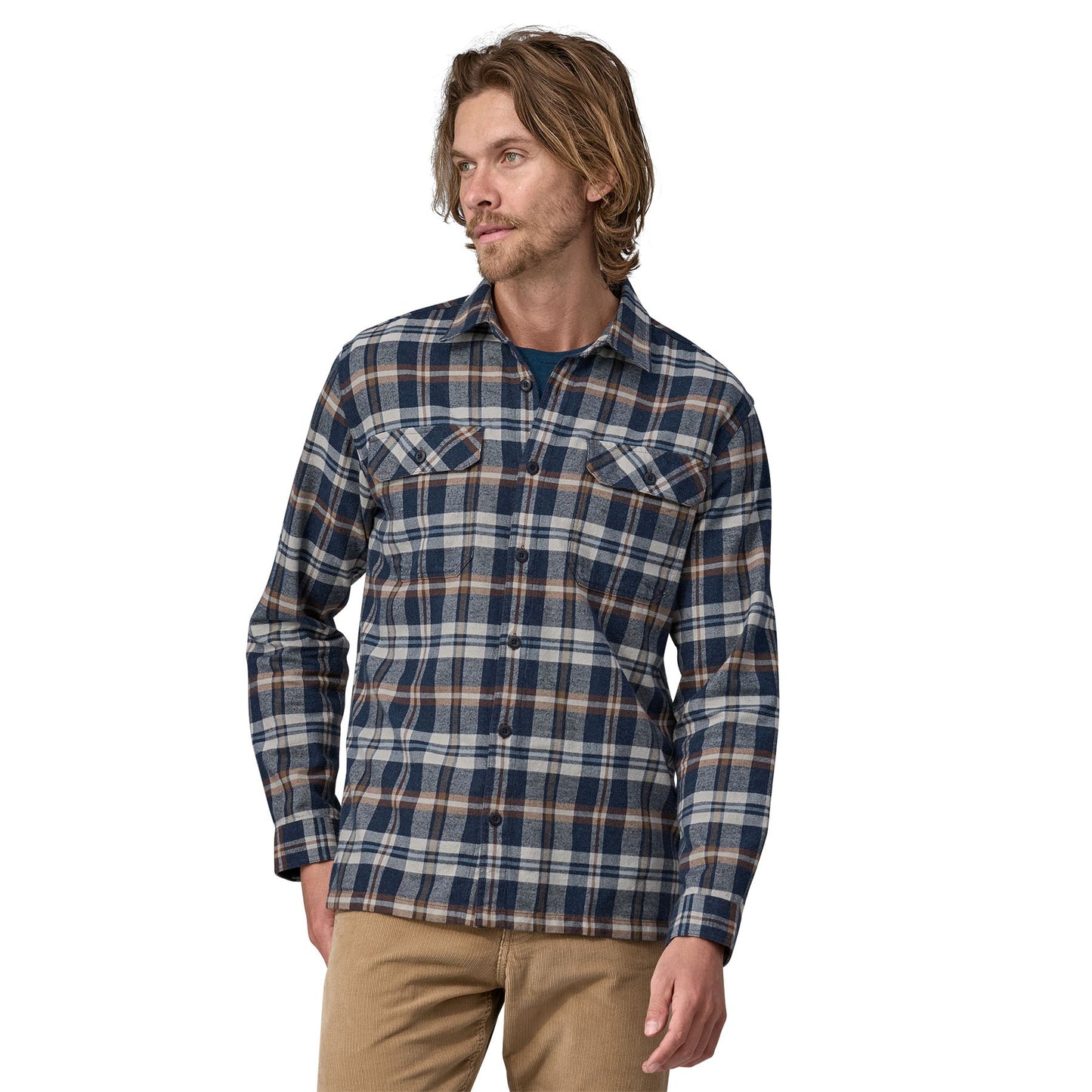 Chemise à carreaux en flanelle de coton bio | Marine "organic cotton fjord flannel new navy"