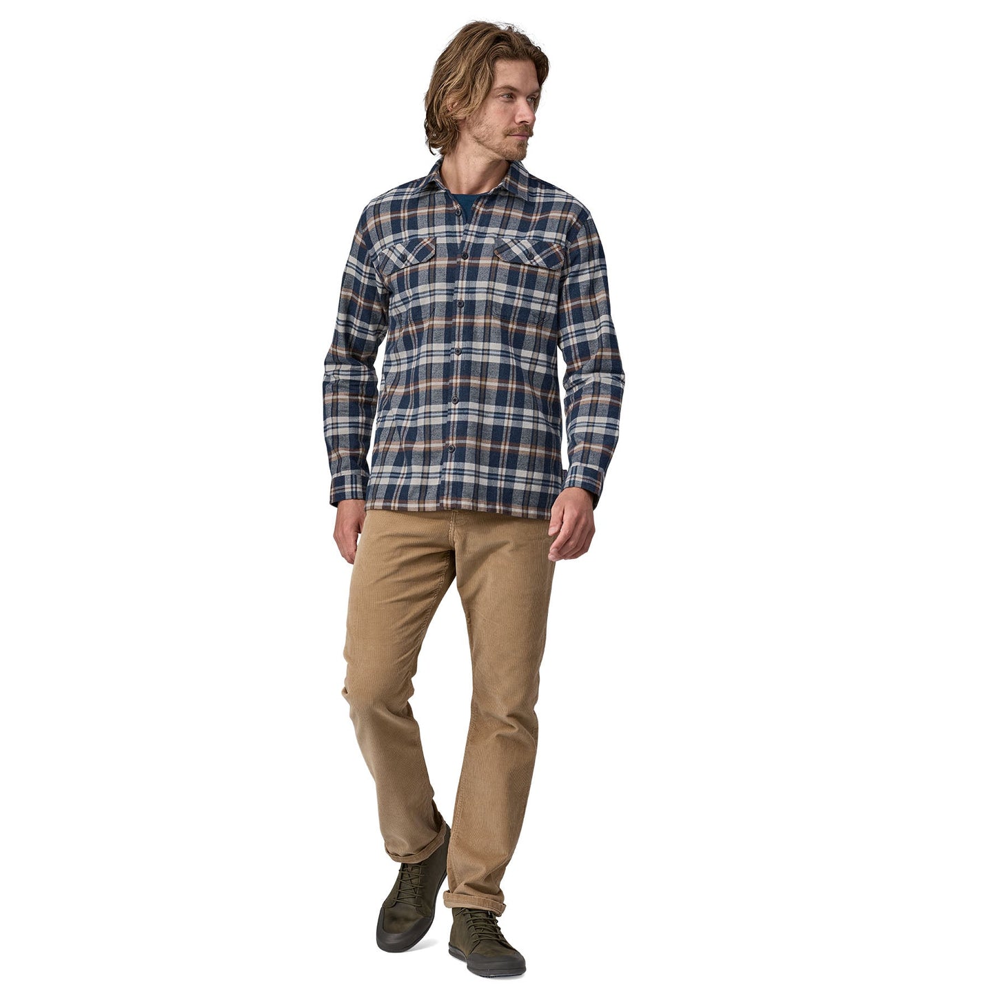 Chemise à carreaux en flanelle de coton bio | Marine "organic cotton fjord flannel new navy"