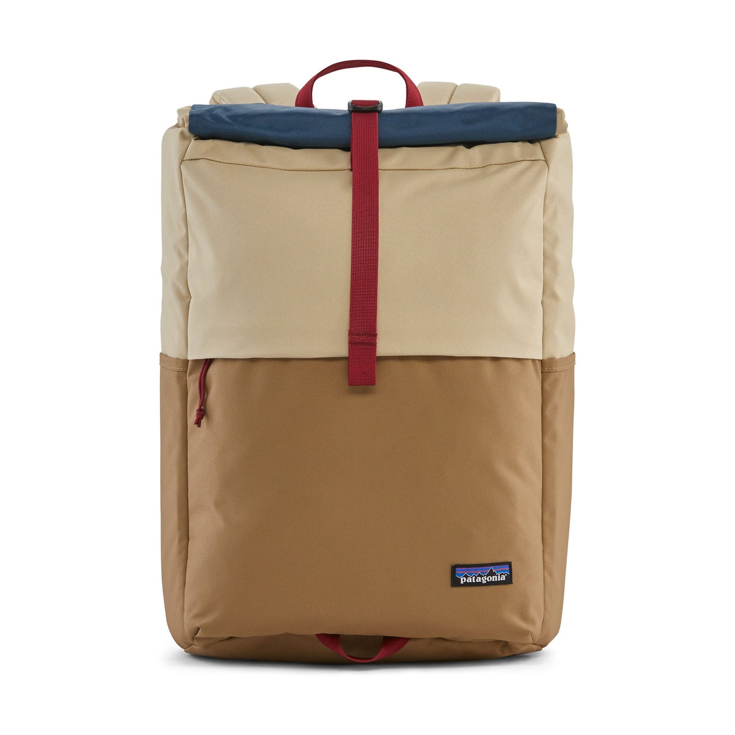 sac à dos en recyclé | "multicolore" fieldsmith roll top pack - patchwork coriander brown