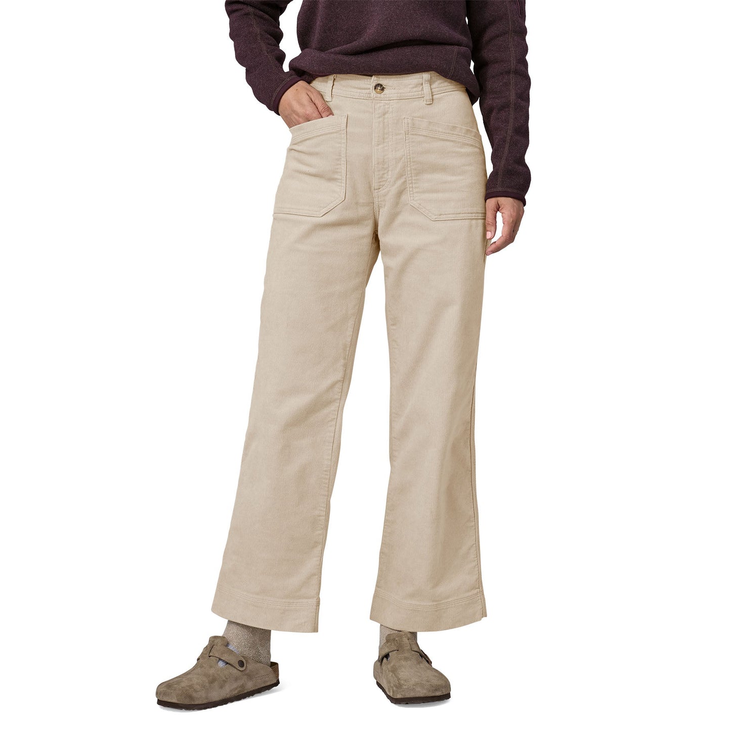 Pantalon ample en coton bio | écru "w's wide leg cord pants pumice"