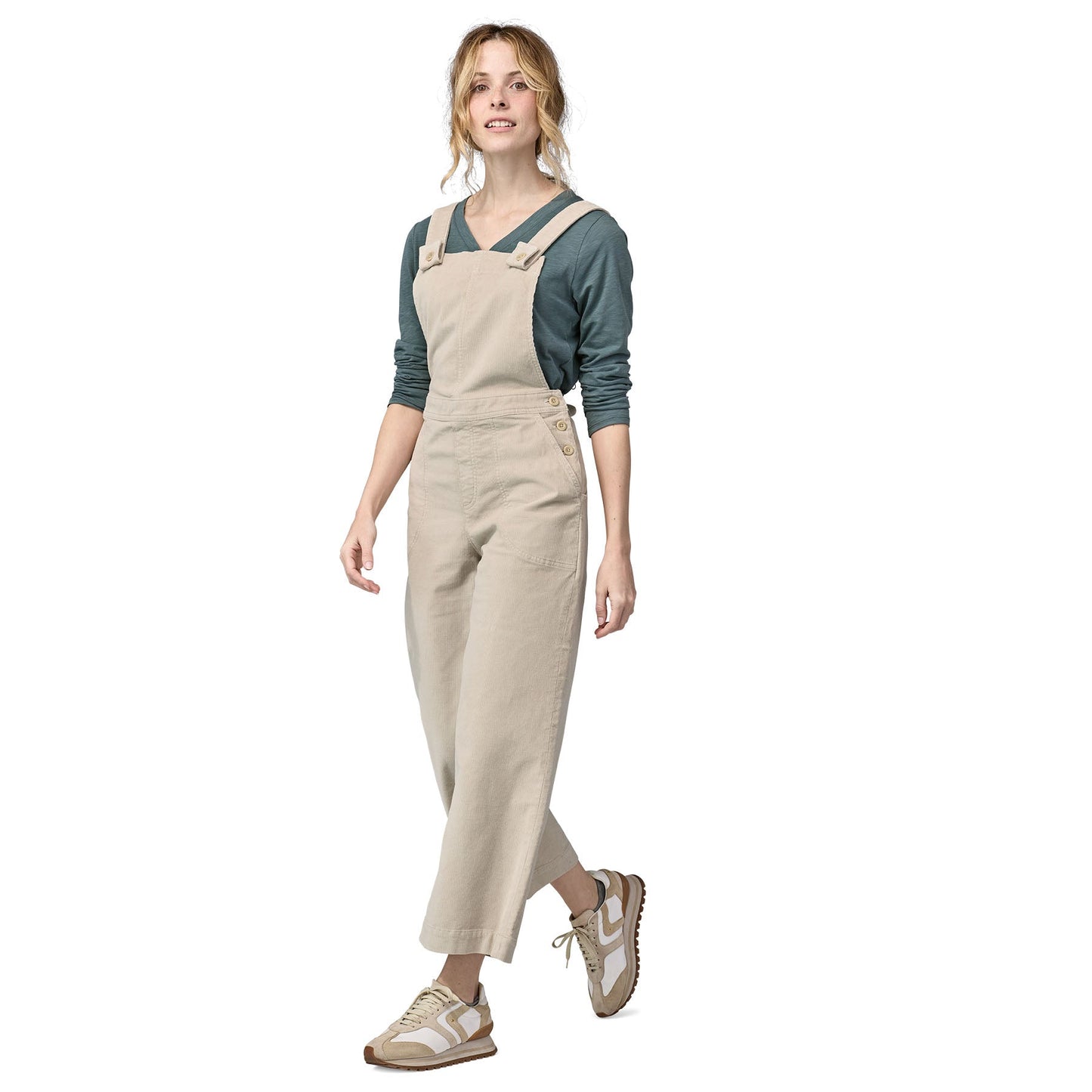 Salopette en velours de coton bio | beige "stand up corduroy overalls pumice"