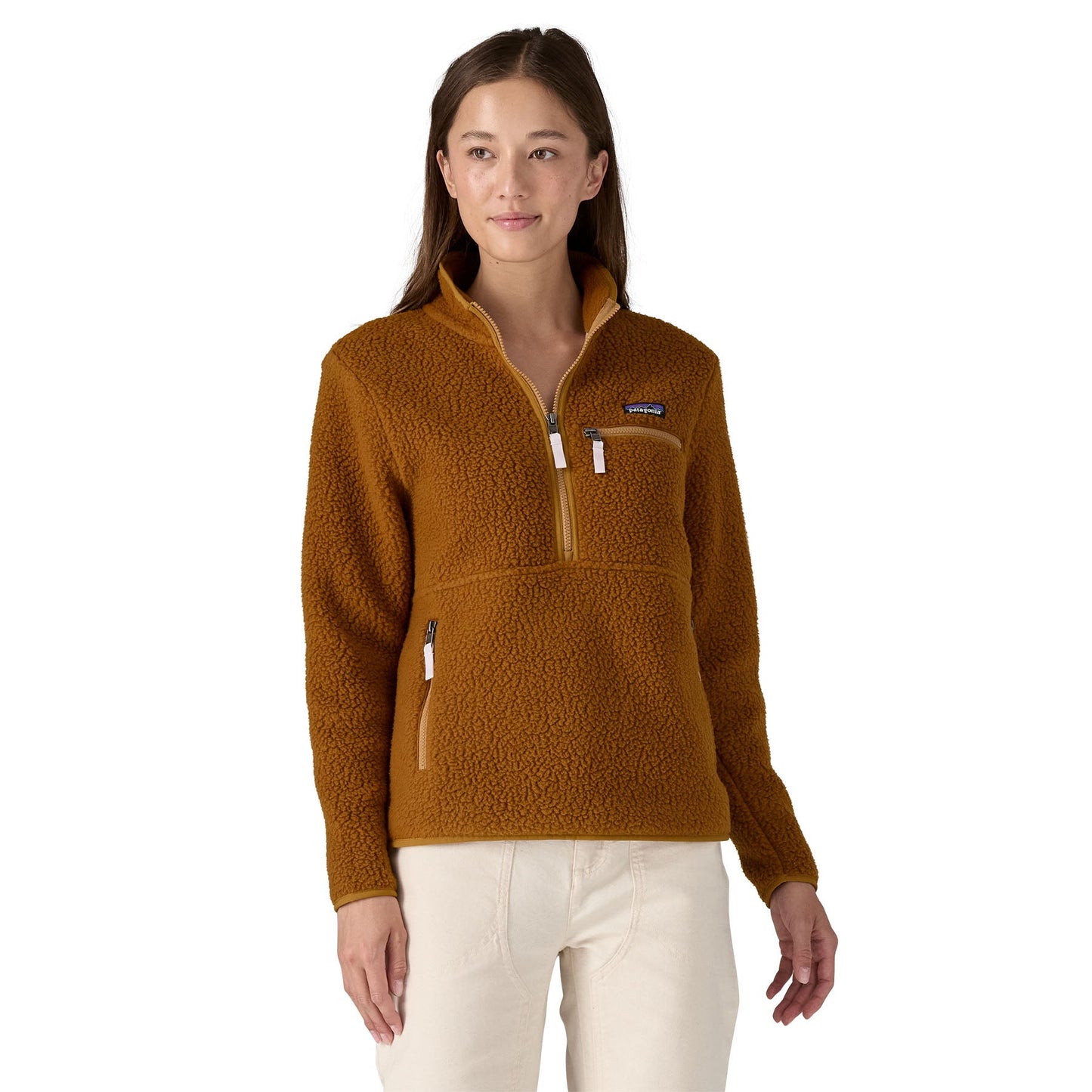 Polaire col zippé en matière recyclée | marron "w's retro pile marsupial shelter brown"