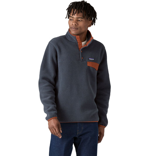 Polaire col boutonné en matière recyclée | marine "m's lw synch snap t p/o smolder blue w/burnished red"