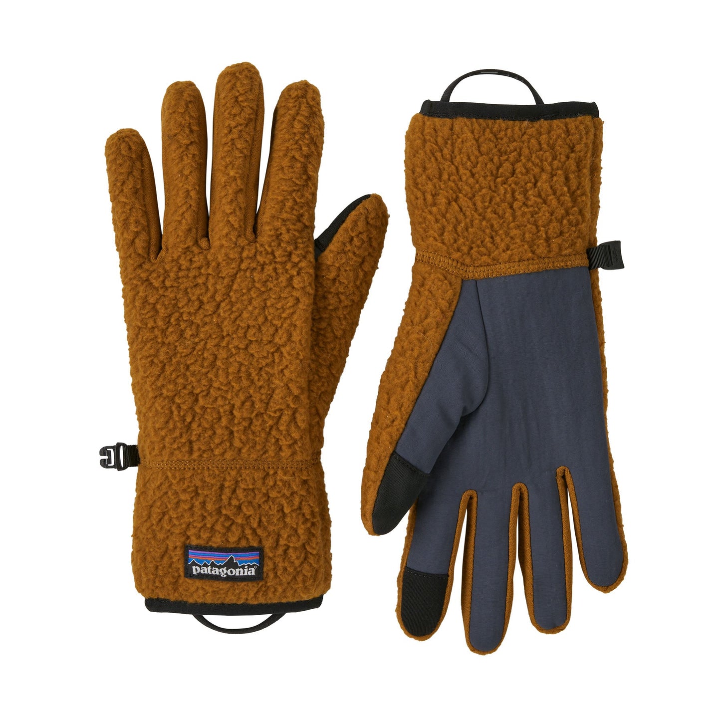 Gants imitation mouton en matière recyclée | marron "retro pile gloves shelter brown"