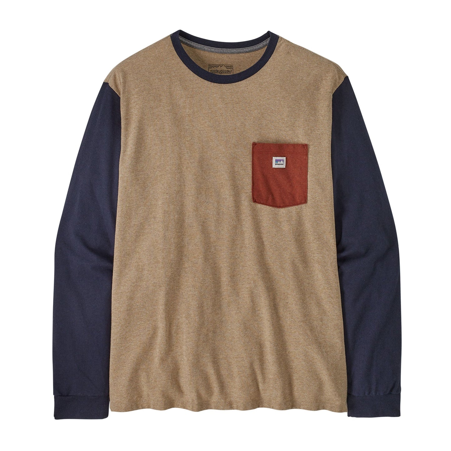 T-shirt manches longues en matière recyclée | marron "l/s shop sticker pocket responsibili tee grayling brown"