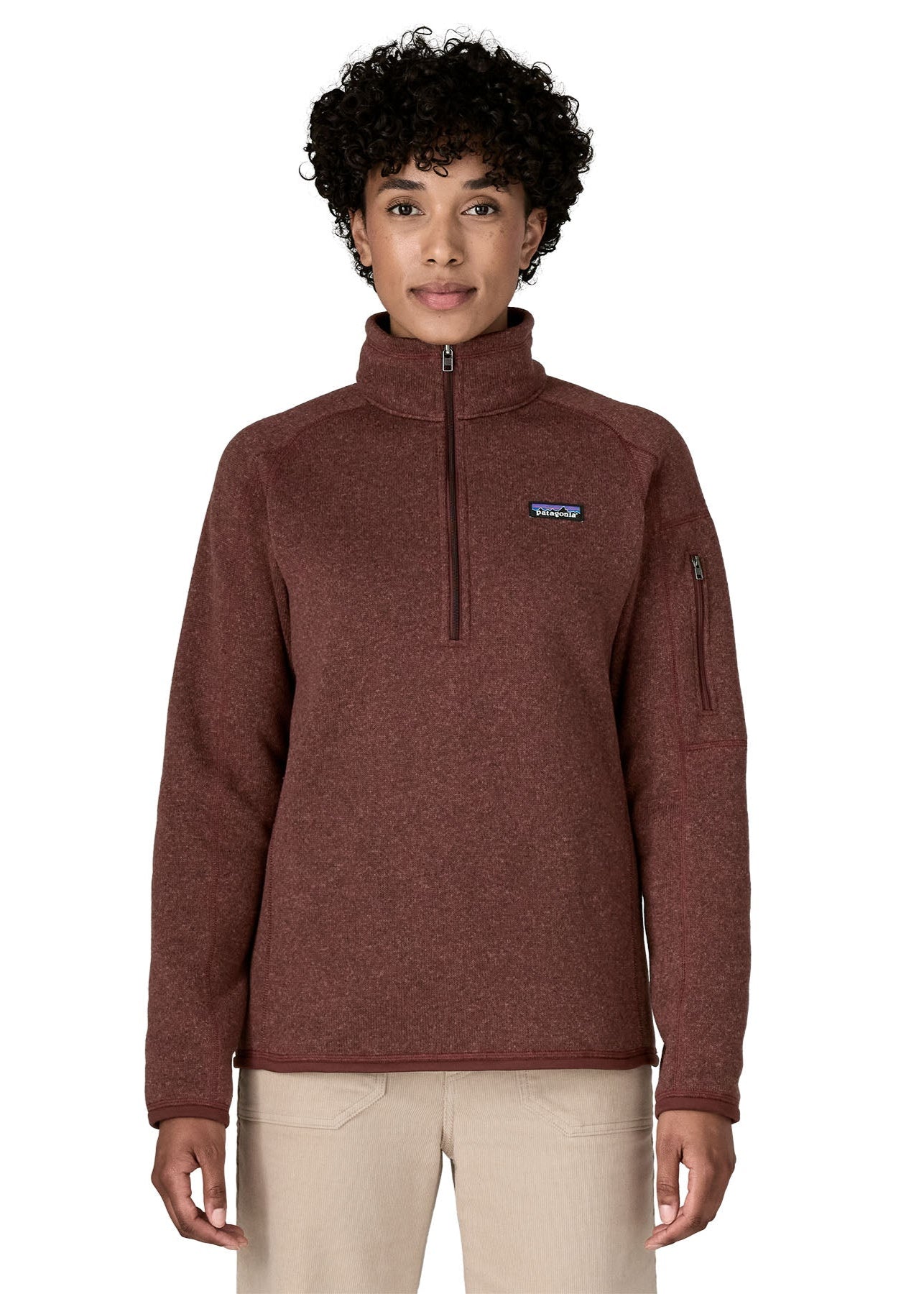 Polaire zippée en polyester recyclé | bordeaux "w's better sweater 1/4 zip - dak"