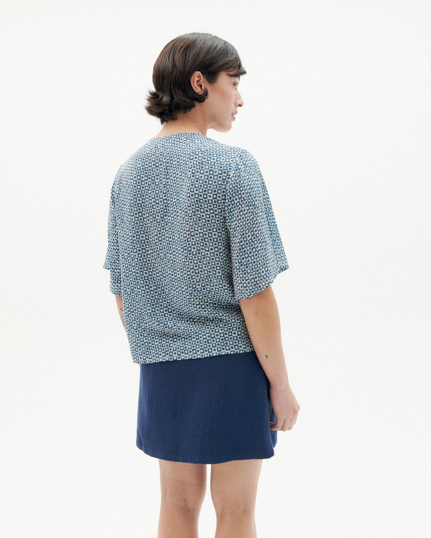 Chemise bleue à motifs en ecovero - blue small spots libelula blouse