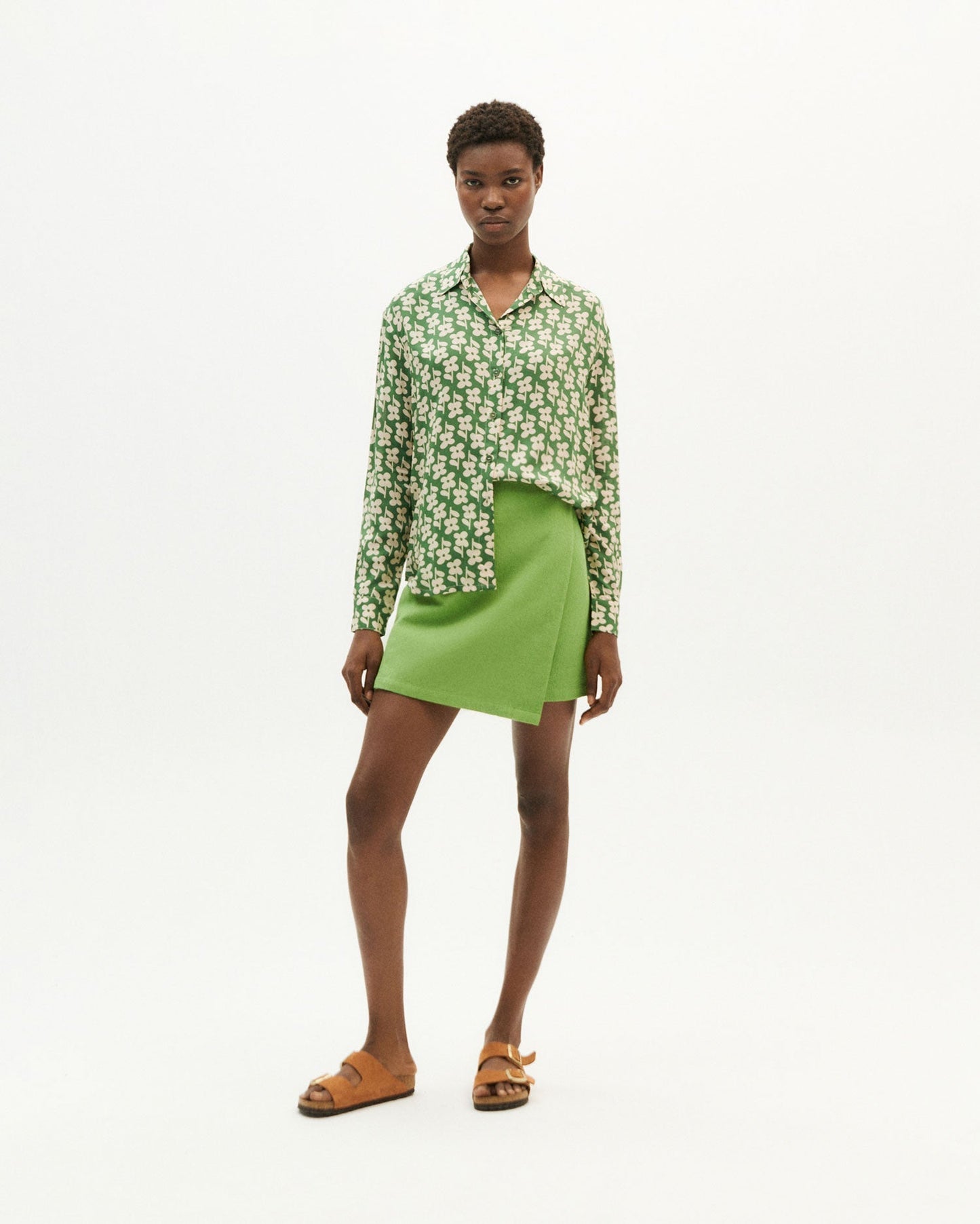 Chemise verte à motifs fleuris en ecovero - daisy kati blouse