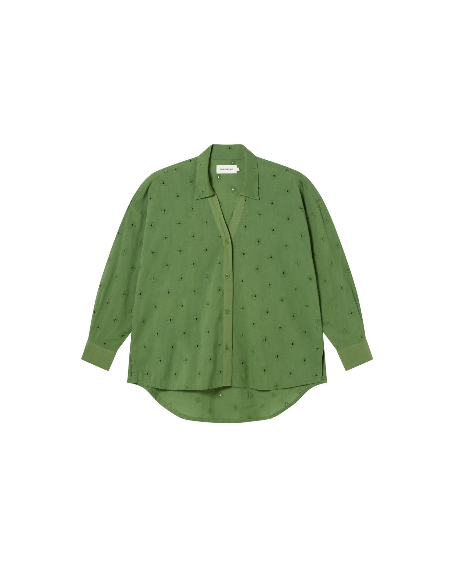 Chemise en coton bio | Vert "cactus shiffli margaret blouse"