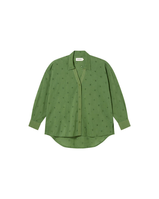 Chemise en coton bio | Vert "cactus shiffli margaret blouse"