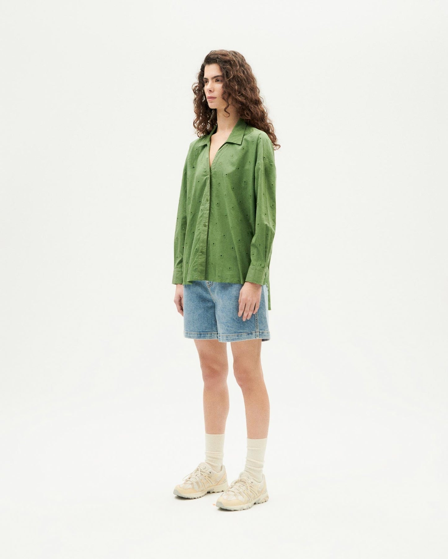 Chemise en coton bio | Vert "cactus shiffli margaret blouse"