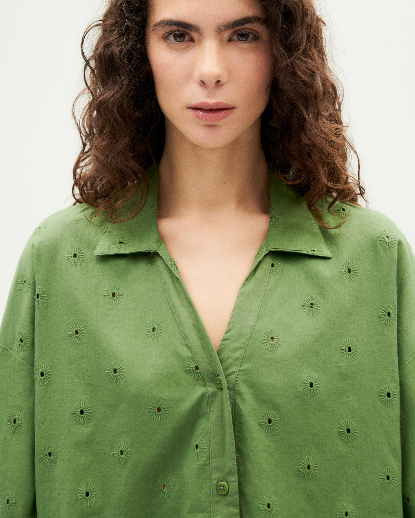 Chemise en coton bio | Vert "cactus shiffli margaret blouse"