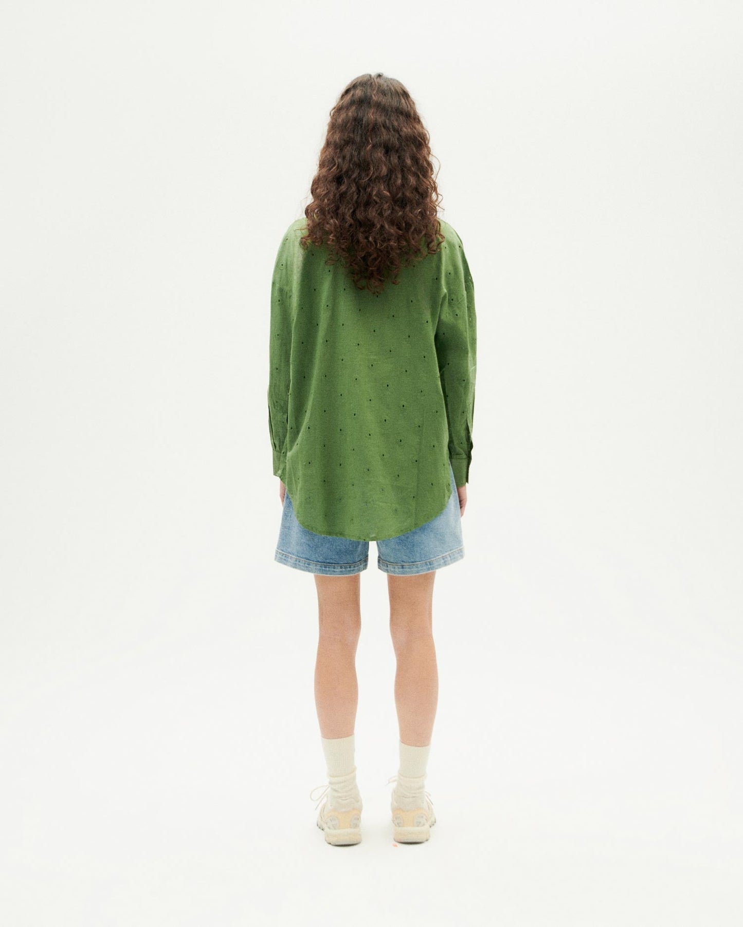 Chemise en coton bio | Vert "cactus shiffli margaret blouse"