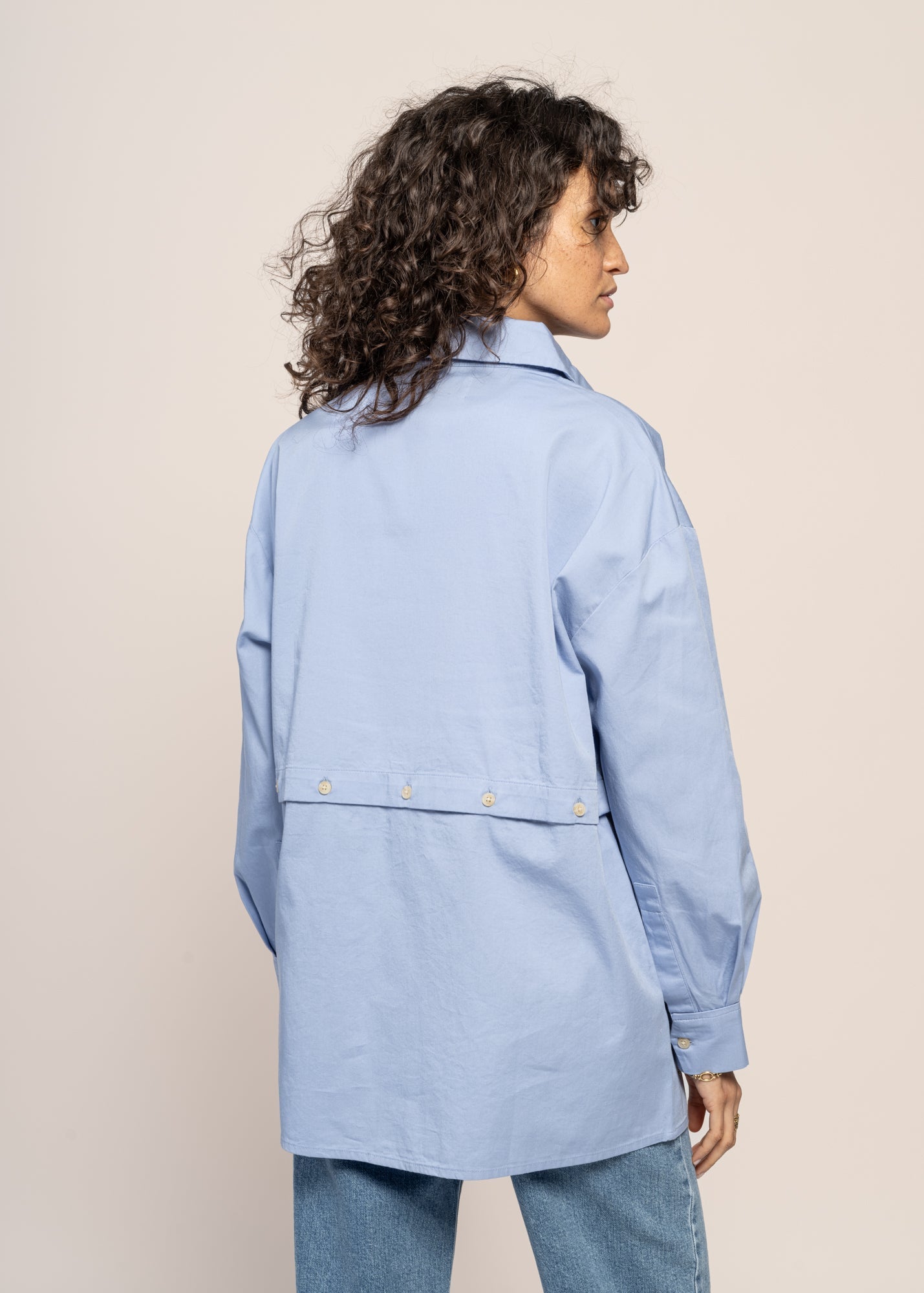 Chemise déstructurée en  coton bio | bleue "nataly blouse"