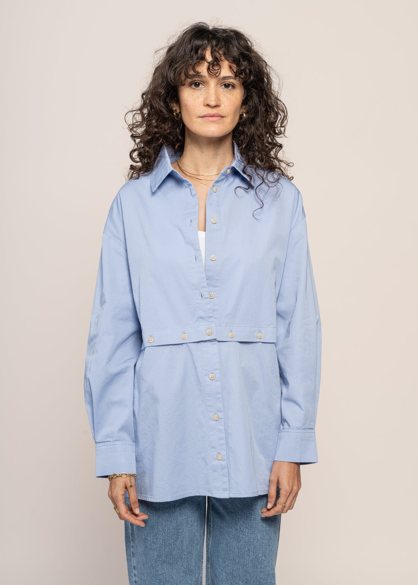 Chemise déstructurée en  coton bio | bleue "nataly blouse"