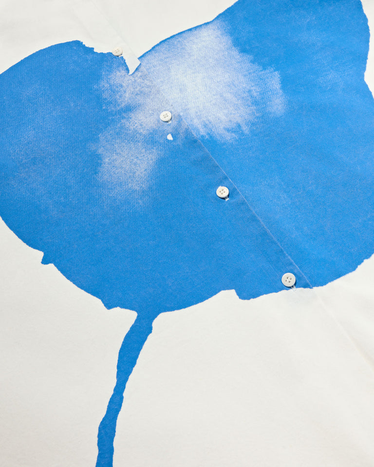 Chemise en coton bio | blanc et bleu "flower juana blouse white"