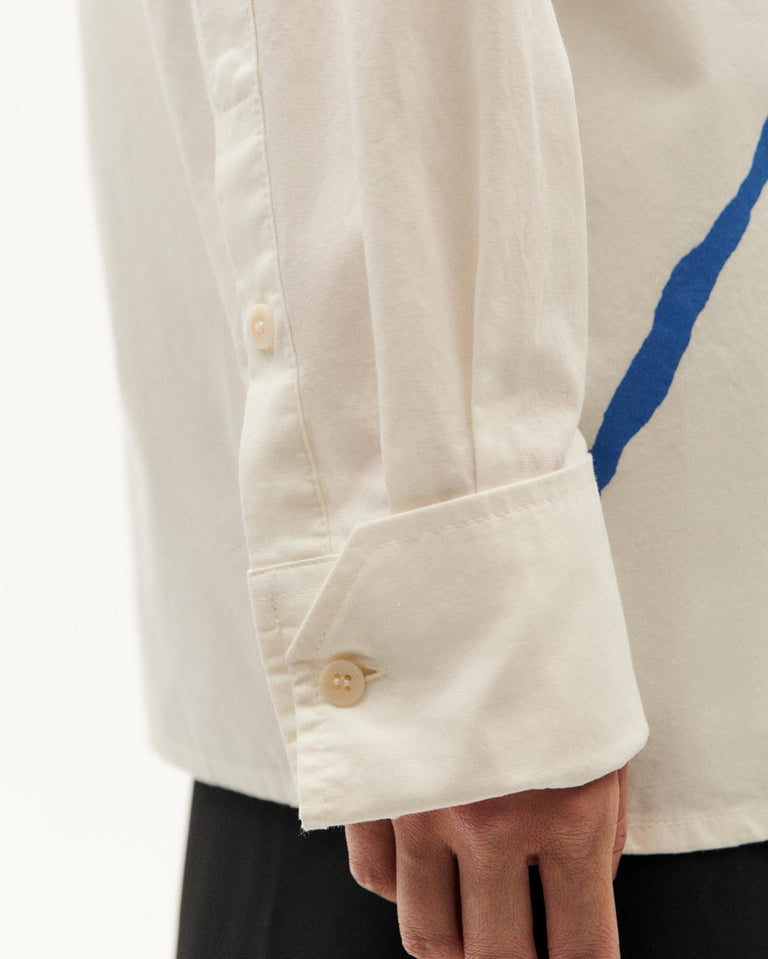 Chemise en coton bio | blanc et bleu "flower juana blouse white"